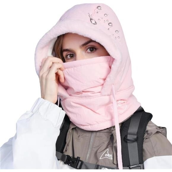 Unisex Winter One Piece Balaclavas Hat Slouchy Fleece Hoodie Face Shield Mask AHTJRT Unisex Winter One Piece Balaclavas Hat Warm Hat 3 in  main image 2
